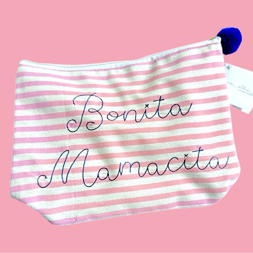 Pink and White Striped makeup skincare bag care bag great for travel